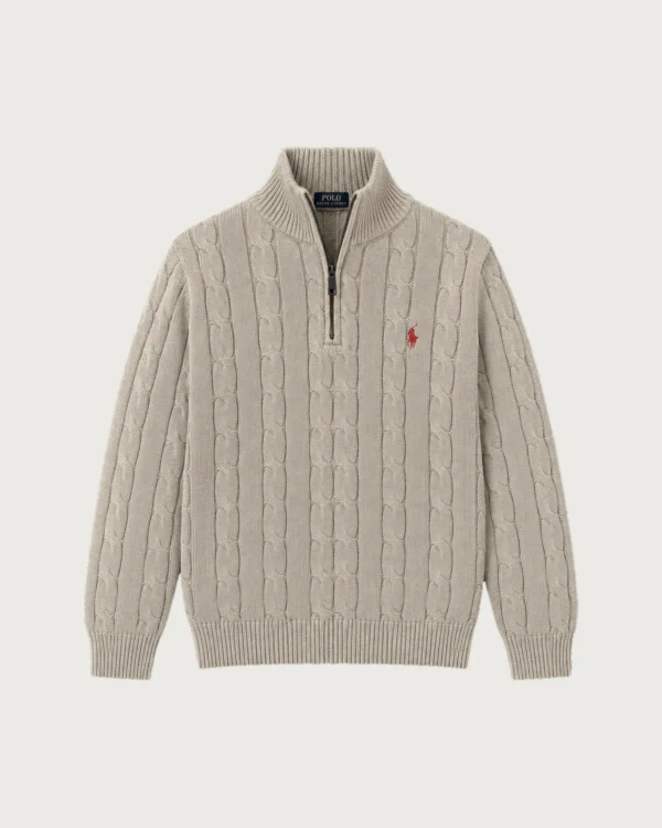 Cable Knit Sweatshirt – Beige