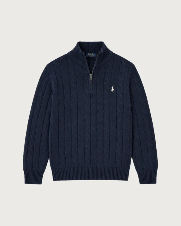 Cable Knit Sweatshirt – Navy