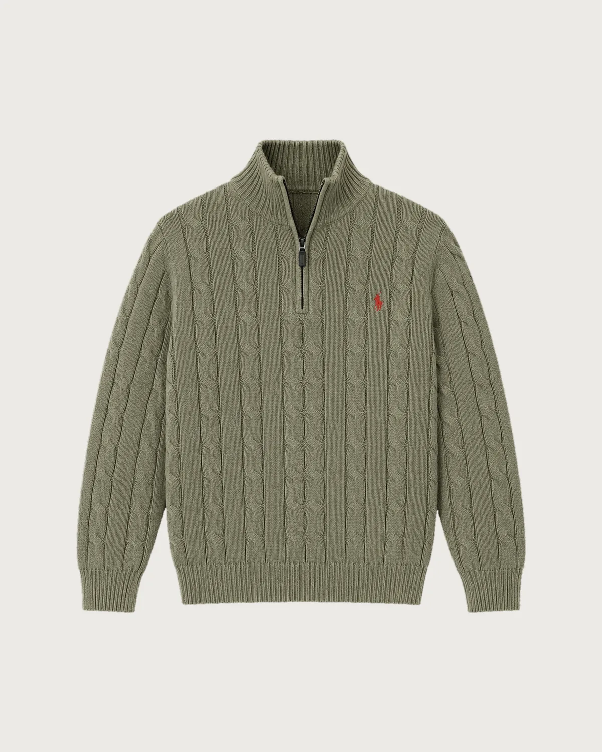 Cable Knit Sweatshirt – Olive